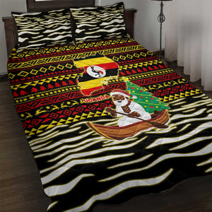 Uganda Christmas Quilt Bed Set Santa in Canoe Christmas Tree Uganda Map Flag - African Pride