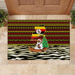 Uganda Christmas Rubber Doormat Santa in Canoe Christmas Tree Uganda Map Flag - African Pride