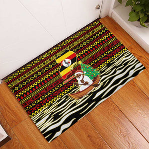 Uganda Christmas Rubber Doormat Santa in Canoe Christmas Tree Uganda Map Flag - African Pride