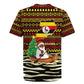 Uganda Christmas Rugby Jersey Santa in Canoe Christmas Tree Uganda Map Flag - African Pride