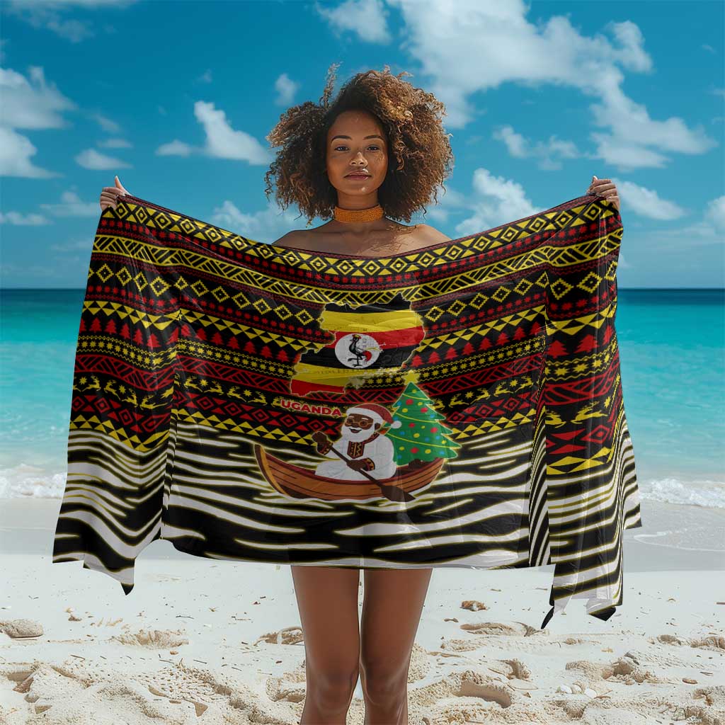 Uganda Christmas Sarong Santa in Canoe Christmas Tree Uganda Map Flag - African Pride