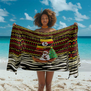 Uganda Christmas Sarong Santa in Canoe Christmas Tree Uganda Map Flag - African Pride