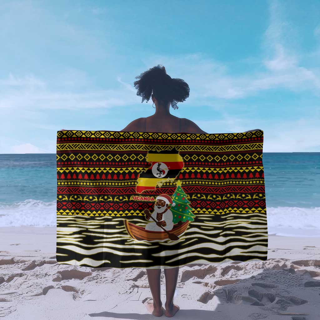 Uganda Christmas Sarong Santa in Canoe Christmas Tree Uganda Map Flag - African Pride