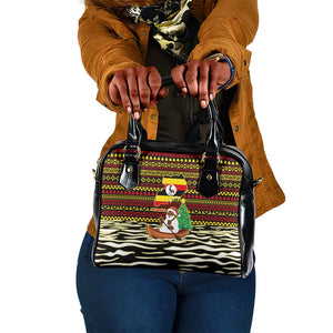 Uganda Christmas Shoulder Handbag Santa in Canoe Christmas Tree Uganda Map Flag - African Pride