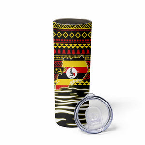 Uganda Christmas Skinny Tumbler Santa in Canoe Christmas Tree Uganda Map Flag - African Pride