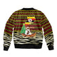 Uganda Christmas Sleeve Zip Bomber Jacket Santa in Canoe Christmas Tree Uganda Map Flag - African Pride