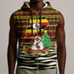 Uganda Christmas Sleeveless Zip Hoodie Santa in Canoe Christmas Tree Uganda Map Flag - African Pride