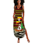 Uganda Christmas Summer Maxi Dress Santa in Canoe Christmas Tree Uganda Map Flag - African Pride