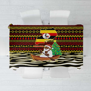 Uganda Christmas Tablecloth Santa in Canoe Christmas Tree Uganda Map Flag - African Pride