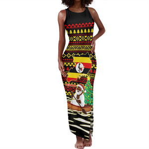 Uganda Christmas Tank Maxi Dress Santa in Canoe Christmas Tree Uganda Map Flag - African Pride