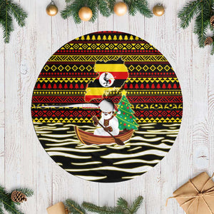 Uganda Christmas Tree Skirt Santa in Canoe Christmas Tree Uganda Map Flag - African Pride