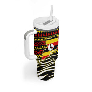 Uganda Christmas Tumbler With Handle Santa in Canoe Christmas Tree Uganda Map Flag - African Pride