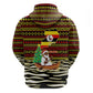 Uganda Christmas Zip Hoodie Santa in Canoe Christmas Tree Uganda Map Flag - African Pride