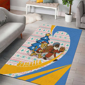 Somalia Christmas Area Rug Santa Cheetah Christmas Tree Village Scene and Festive Snowflake - African Pride