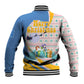 Somalia Christmas Baseball Jacket Santa Cheetah Christmas Tree Village Scene and Festive Snowflake - African Pride