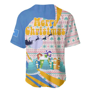 Somalia Christmas Baseball Jersey Santa Cheetah Christmas Tree Village Scene and Festive Snowflake - African Pride