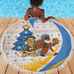 Somalia Christmas Beach Blanket Santa Cheetah Christmas Tree Village Scene and Festive Snowflake - African Pride