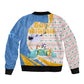 Somalia Christmas Bomber Jacket Santa Cheetah Christmas Tree Village Scene and Festive Snowflake - African Pride