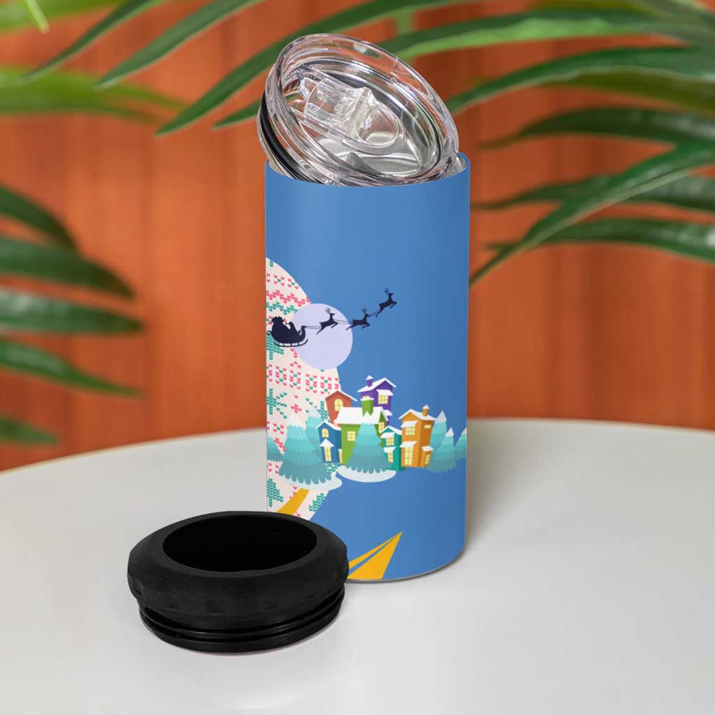 Somalia Christmas 4 in 1 Can Cooler Tumbler Santa Cheetah Christmas Tree Village Scene and Festive Snowflake - African Pride