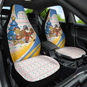 Somalia Christmas Car Seat Cover Santa Cheetah Christmas Tree Village Scene and Festive Snowflake - African Pride
