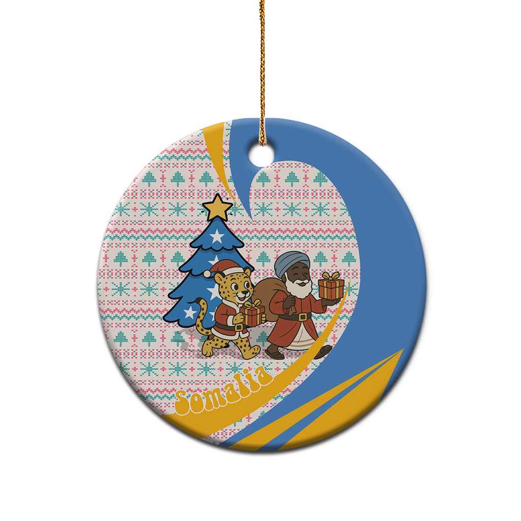 Somalia Christmas Ceramic Ornament Santa Cheetah Christmas Tree Village Scene and Festive Snowflake - African Pride