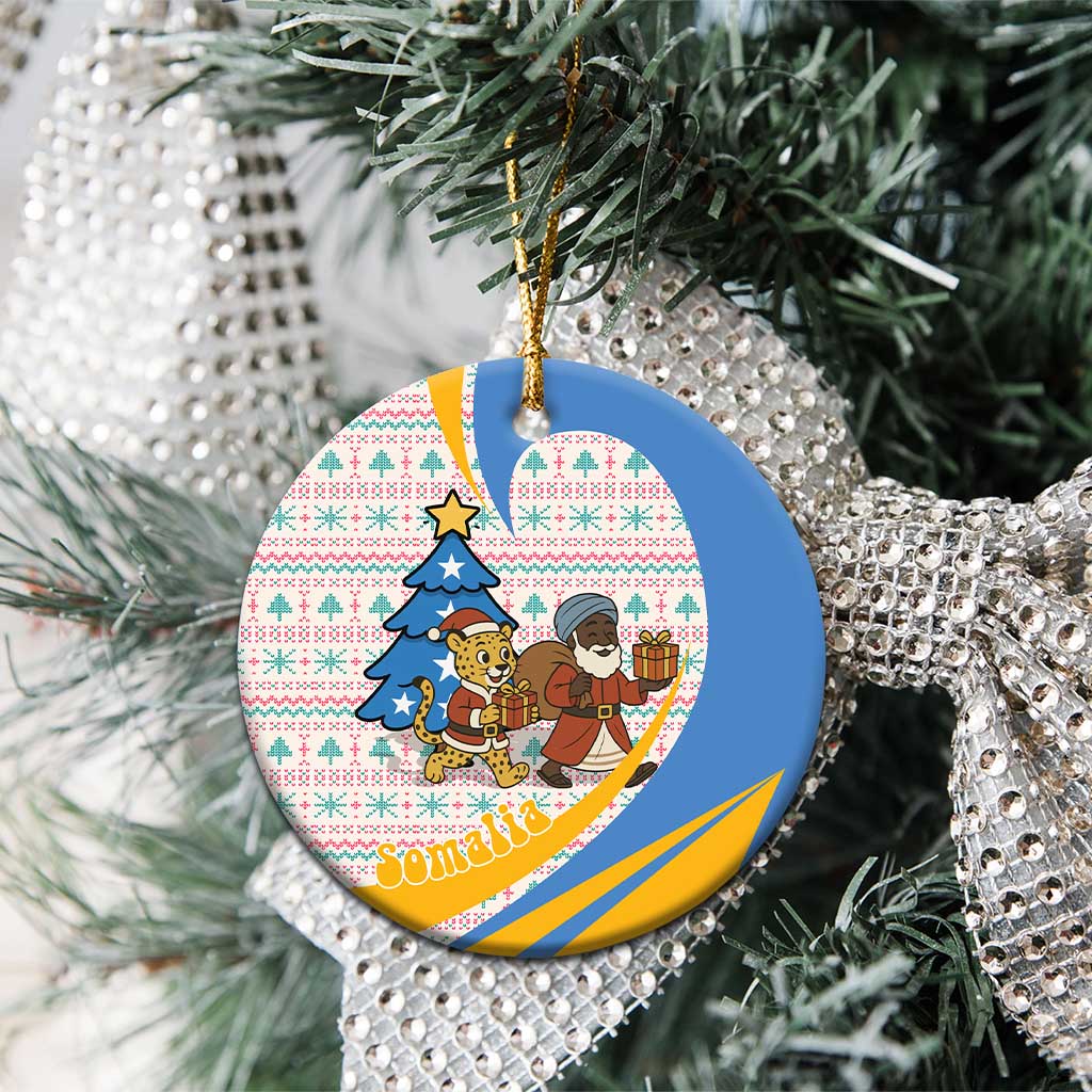 Somalia Christmas Ceramic Ornament Santa Cheetah Christmas Tree Village Scene and Festive Snowflake - African Pride
