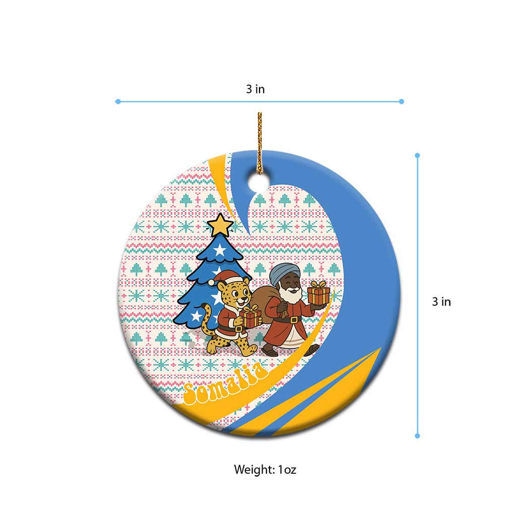 Somalia Christmas Ceramic Ornament Santa Cheetah Christmas Tree Village Scene and Festive Snowflake - African Pride
