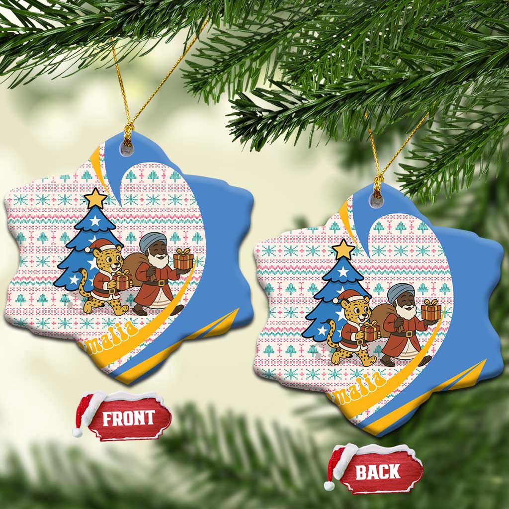 Somalia Christmas Ceramic Ornament Santa Cheetah Christmas Tree Village Scene and Festive Snowflake - African Pride