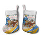 Somalia Christmas Stocking Santa Cheetah Christmas Tree Village Scene and Festive Snowflake - African Pride
