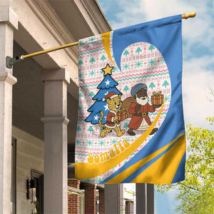 Somalia Christmas Garden Flag Santa Cheetah Christmas Tree Village Scene and Festive Snowflake - African Pride