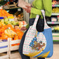 Somalia Christmas Grocery Bag Santa Cheetah Christmas Tree Village Scene and Festive Snowflake - African Pride
