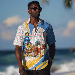 Somalia Christmas Hawaiian Shirt Santa Cheetah Christmas Tree Village Scene and Festive Snowflake - African Pride