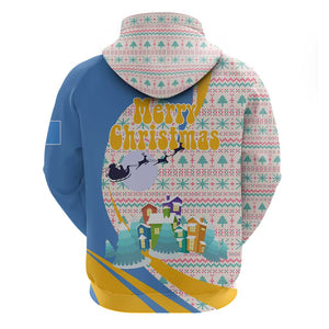Somalia Christmas Hoodie Santa Cheetah Christmas Tree Village Scene and Festive Snowflake - African Pride