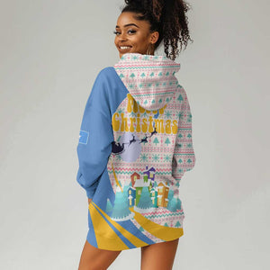 Somalia Christmas Hoodie Dress Santa Cheetah Christmas Tree Village Scene and Festive Snowflake - African Pride