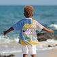 Somalia Christmas Kid Hawaiian Shirt Santa Cheetah Christmas Tree Village Scene and Festive Snowflake - African Pride