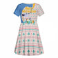Somalia Christmas Kid Short Sleeve Dress Santa Cheetah Christmas Tree Village Scene and Festive Snowflake - African Pride