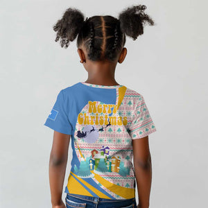 Somalia Christmas Kid T shirt Santa Cheetah Christmas Tree Village Scene and Festive Snowflake - African Pride