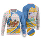 Somalia Christmas Ugly Christmas Sweater Santa Cheetah Christmas Tree Village Scene and Festive Snowflake - African Pride