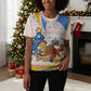 Somalia Christmas Knitted V-Neck Vest Santa Cheetah Christmas Tree Village Scene and Festive Snowflake - African Pride