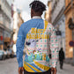 Somalia Christmas Long Sleeve Button Shirt Santa Cheetah Christmas Tree Village Scene and Festive Snowflake - African Pride