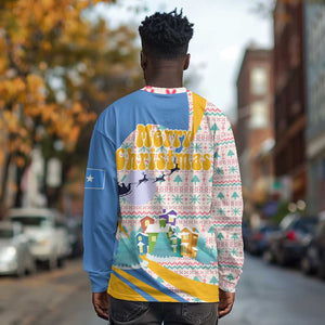 Somalia Christmas Long Sleeve Shirt Santa Cheetah Christmas Tree Village Scene and Festive Snowflake - African Pride