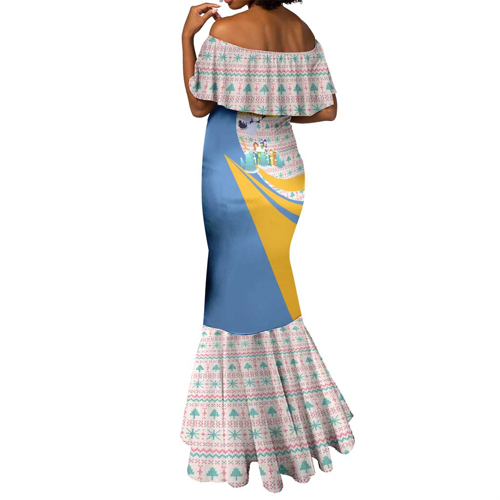 Somalia Christmas Mermaid Dress Santa Cheetah Christmas Tree Village Scene and Festive Snowflake - African Pride