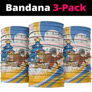 Somalia Christmas Neck Gaiter Santa Cheetah Christmas Tree Village Scene and Festive Snowflake - African Pride