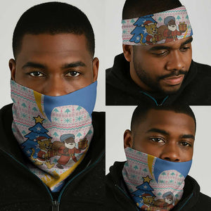 Somalia Christmas Neck Gaiter Santa Cheetah Christmas Tree Village Scene and Festive Snowflake - African Pride