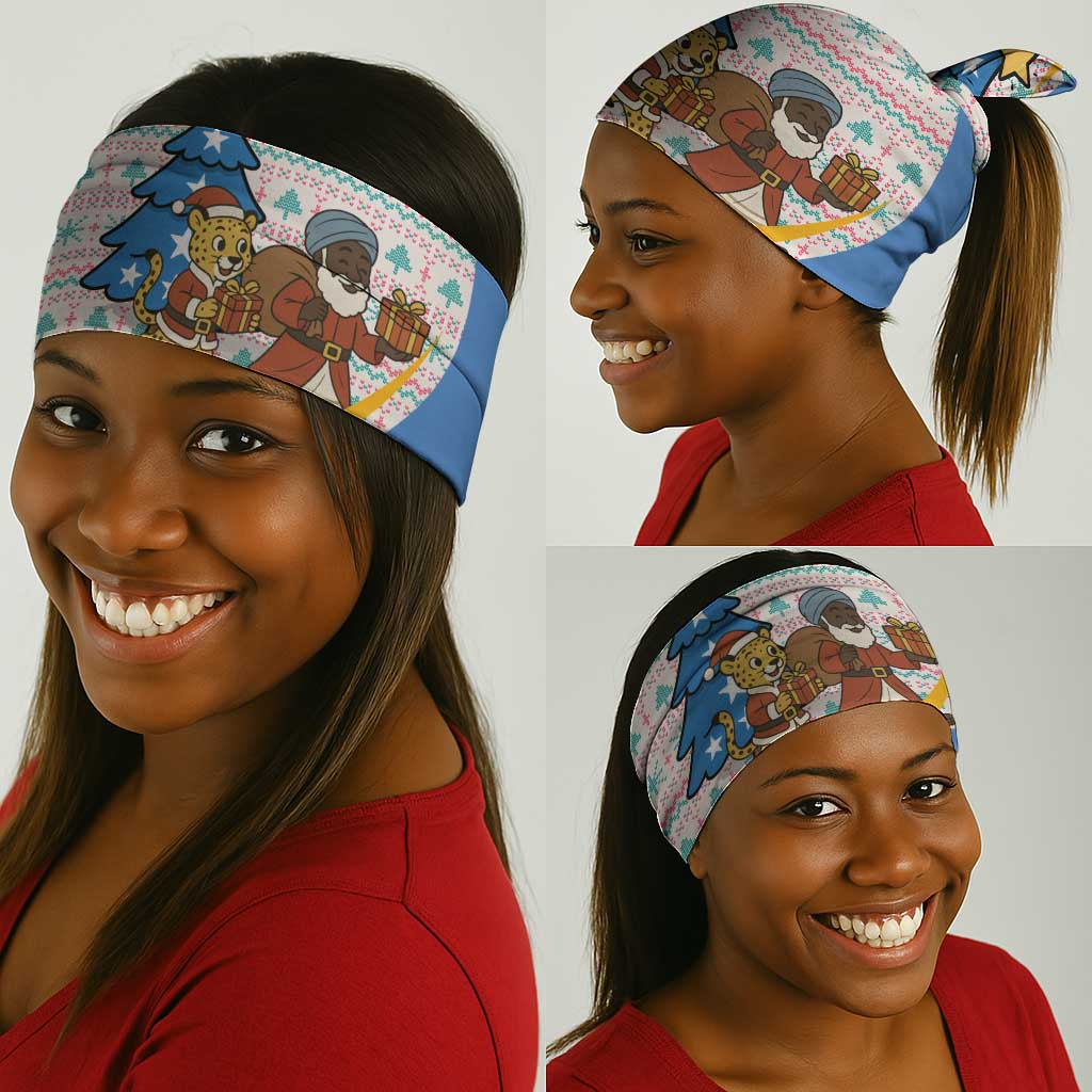 Somalia Christmas Neck Gaiter Santa Cheetah Christmas Tree Village Scene and Festive Snowflake - African Pride