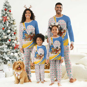 Somalia Christmas Pajama Set Santa Cheetah Christmas Tree Village Scene and Festive Snowflake - African Pride