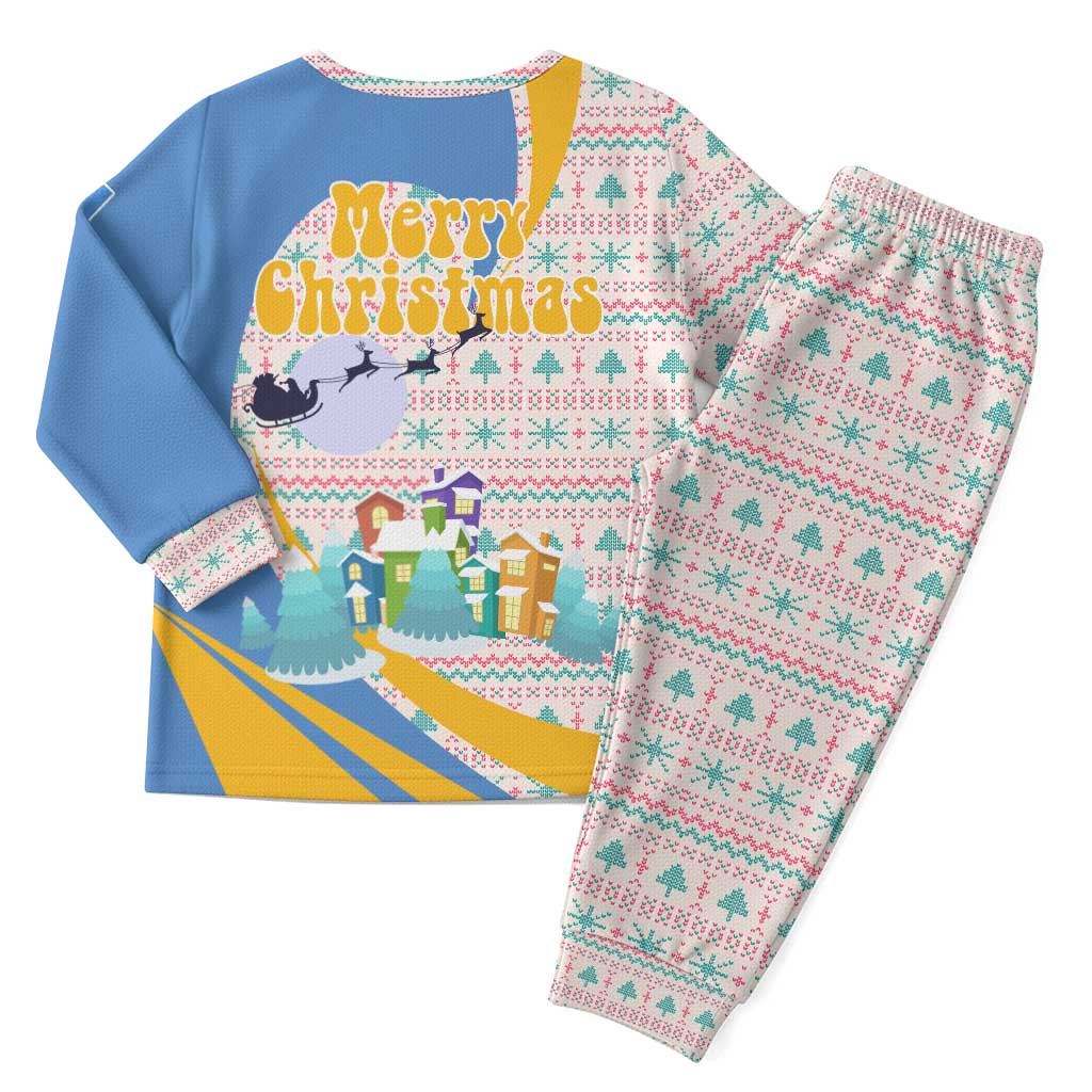 Somalia Christmas Pajama Set Santa Cheetah Christmas Tree Village Scene and Festive Snowflake - African Pride