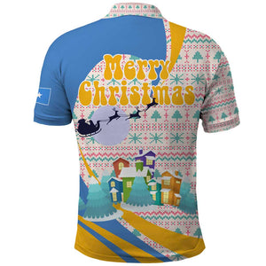 Somalia Christmas Polo Shirt Santa Cheetah Christmas Tree Village Scene and Festive Snowflake - African Pride
