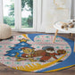 Somalia Christmas Round Carpet Santa Cheetah Christmas Tree Village Scene and Festive Snowflake - African Pride