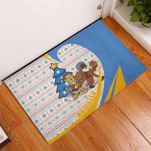 Somalia Christmas Rubber Doormat Santa Cheetah Christmas Tree Village Scene and Festive Snowflake - African Pride